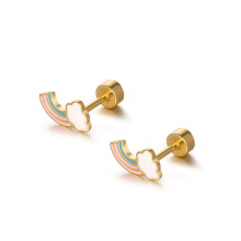 Shangjie OEM Rainbow Cloud Stud Earrings trending earrings fancy for women gold statement earrings